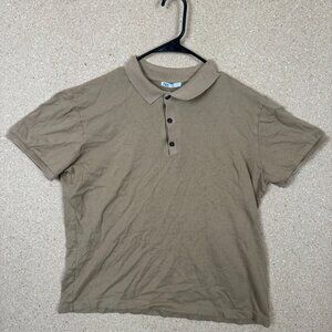 Zara Men’s Polo Shirt Size L Beige Tan Cotton Short Sleeve Casual US L